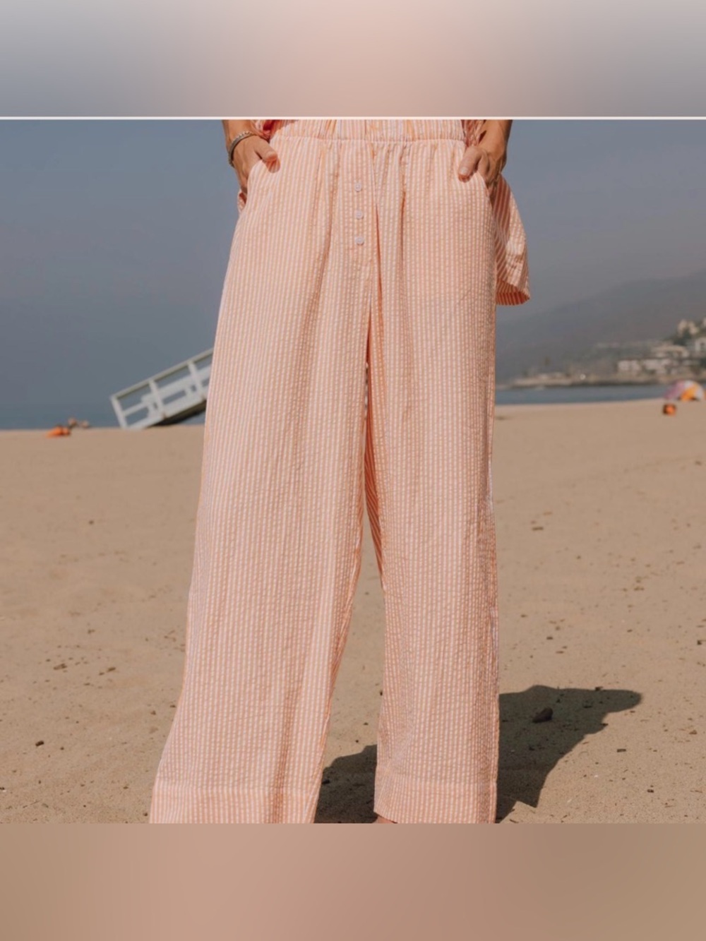 ✨ Daily Drills Seersucker Stripe Wide‎ Leg Pants XS/S ✨